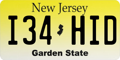 NJ license plate I34HID