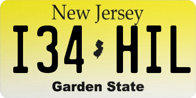 NJ license plate I34HIL