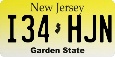 NJ license plate I34HJN
