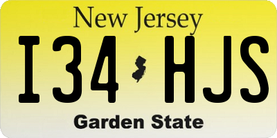 NJ license plate I34HJS
