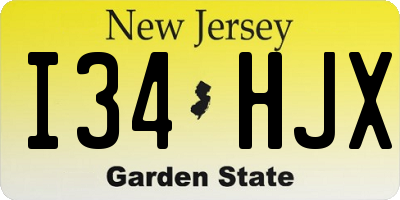 NJ license plate I34HJX