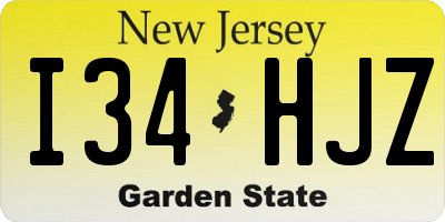 NJ license plate I34HJZ