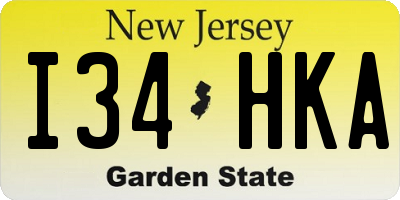NJ license plate I34HKA