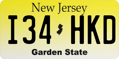 NJ license plate I34HKD