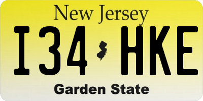 NJ license plate I34HKE