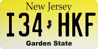 NJ license plate I34HKF