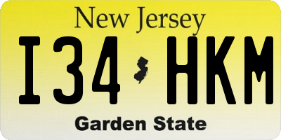 NJ license plate I34HKM
