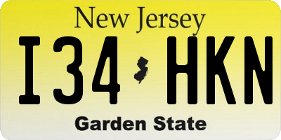 NJ license plate I34HKN