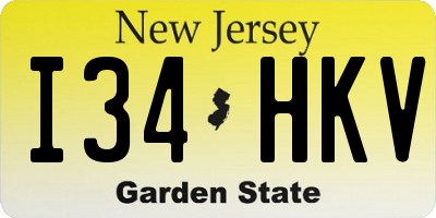 NJ license plate I34HKV
