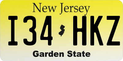 NJ license plate I34HKZ