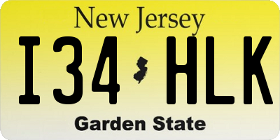 NJ license plate I34HLK