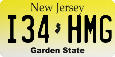 NJ license plate I34HMG