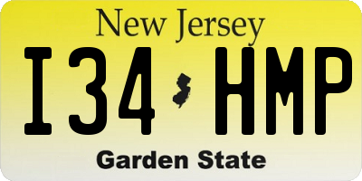 NJ license plate I34HMP