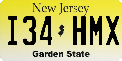 NJ license plate I34HMX