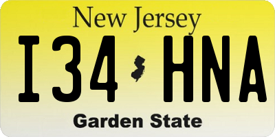 NJ license plate I34HNA