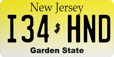 NJ license plate I34HND