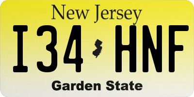 NJ license plate I34HNF