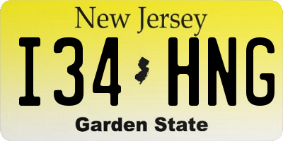 NJ license plate I34HNG