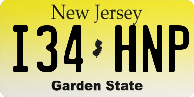NJ license plate I34HNP