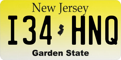 NJ license plate I34HNQ