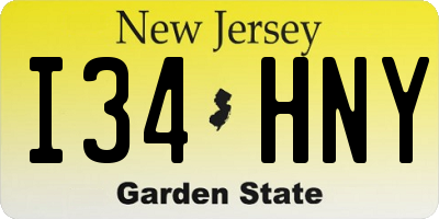 NJ license plate I34HNY