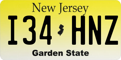 NJ license plate I34HNZ