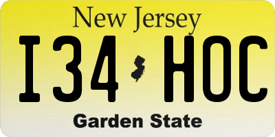 NJ license plate I34HOC