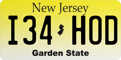 NJ license plate I34HOD