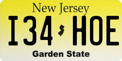 NJ license plate I34HOE