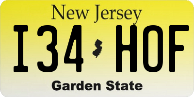 NJ license plate I34HOF