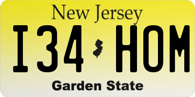 NJ license plate I34HOM