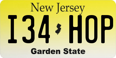 NJ license plate I34HOP