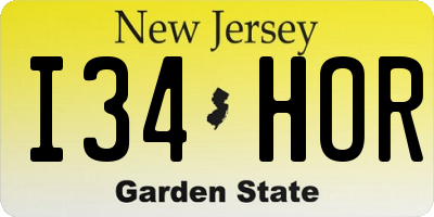 NJ license plate I34HOR