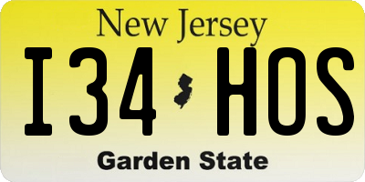 NJ license plate I34HOS