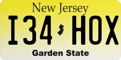 NJ license plate I34HOX