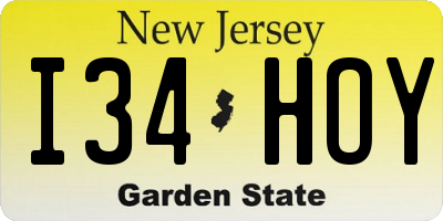 NJ license plate I34HOY