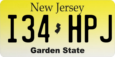 NJ license plate I34HPJ