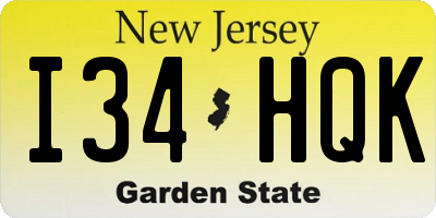 NJ license plate I34HQK