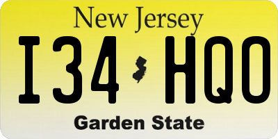 NJ license plate I34HQO