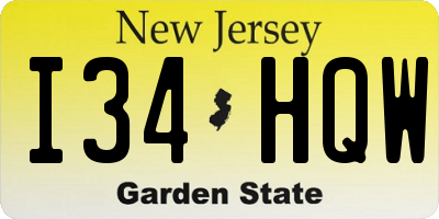 NJ license plate I34HQW