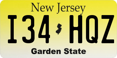 NJ license plate I34HQZ