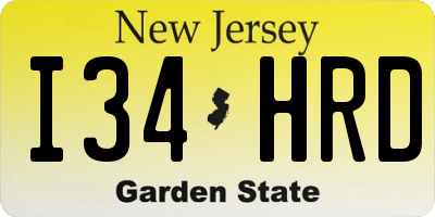 NJ license plate I34HRD