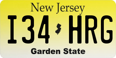 NJ license plate I34HRG