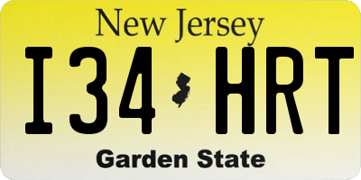 NJ license plate I34HRT