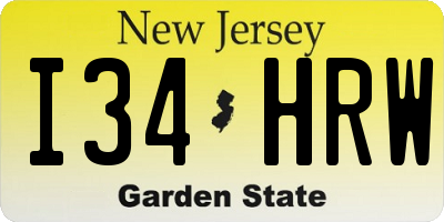 NJ license plate I34HRW