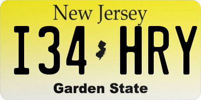 NJ license plate I34HRY