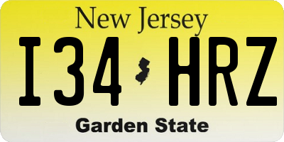 NJ license plate I34HRZ