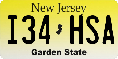 NJ license plate I34HSA