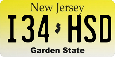 NJ license plate I34HSD