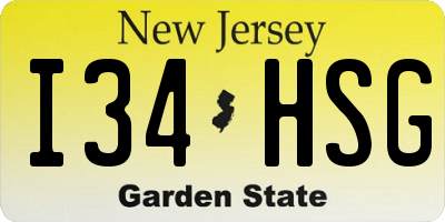 NJ license plate I34HSG